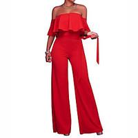 womens high rise casualdaily jumpsuits simple straight solid summer