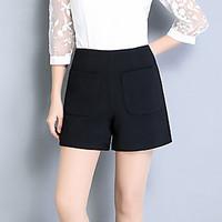 womens high rise micro elastic shorts pants simple straight pure color ...