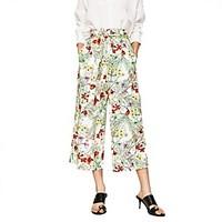 womens high rise inelastic chinos pants street chic wide leg floral ca ...