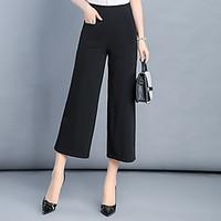 womens high rise micro elastic chinos pants simple wide leg pure color ...