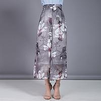 womens high rise micro elastic chinos pants sexy wide leg floral chiff ...