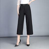 womens high rise micro elastic chinos pants simple wide leg stripe seq ...