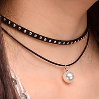 womens choker necklaces pearl alloy fashion black jewelry party daily  ...