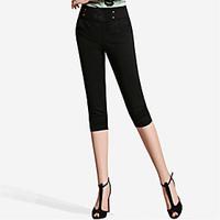 womens high rise micro elastic chinos pants simple slim pure color ple ...