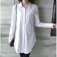 womens casualdaily simple shirt solid shirt collar long sleeve cotton  ...