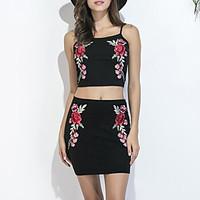 womens going out sexy tank top skirt suits floral strap sleeveless