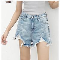 womens mid rise micro elastic jeans shorts pants simple slim solid