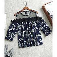 Women\'s Casual/Daily Simple Cute Spring Summer Blouse, Floral Round Neck Short Sleeve Modal Others Thin