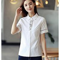 womens casualdaily simple summer shirt print stand short sleeve cotton ...