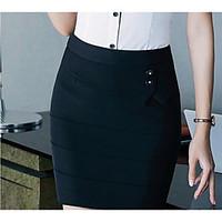 womens above knee skirts bodycon pure color solid