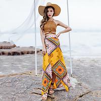 womens beach holiday sexy boho summer tank top skirt suits print strap ...