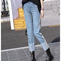 womens mid rise micro elastic jeans pants street chic straight color b ...