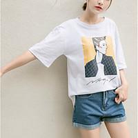 womens casualdaily simple spring summer t shirt print round neck short ...