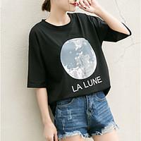 womens casualdaily simple spring summer t shirt print round neck short ...