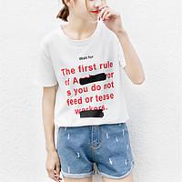 womens casualdaily simple spring summer t shirt letter round neck shor ...