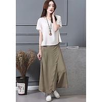 womens high rise micro elastic chinos pants simple loose solid