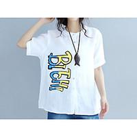 womens going out holiday cute summer t shirt solid letter round neck s ...