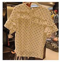 womens casualdaily simple t shirt polka dot round neck short sleeve co ...