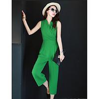 Women\'s Work Casual/Daily Jumpsuits, Vintage Simple Loose Solid Color Summer