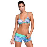 Women\'s Sporty Trim Triangular Bikini and Boardshort Swimsuit