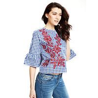 womens flare sleeveembroidery going out boho fall shirt solid shirt co ...