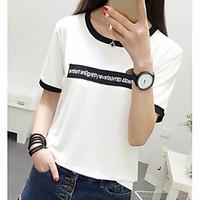 womens casualdaily simple t shirt print letter round neck short sleeve ...