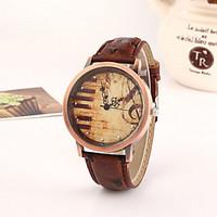 Women\'s Fashionable Leisure Retro Note Piano Keys Dial Watch Leather Band Cool Watches Unique Watches