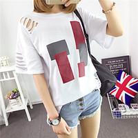 womens casualdaily simple t shirt print round neck long sleeve cotton