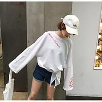 womens casualdaily cute sweatshirt letter pure color round neck inelas ...