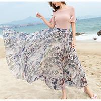 Women\'s Holiday Maxi Skirts Swing Floral Summer