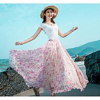 womens holiday knee length skirts swing print summer