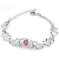 Women\'s Chain Bracelet Crystal Crystal Alloy Natural Fashion Heart White Green Pink Light Blue Jewelry 1pc