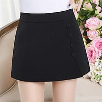 womens high rise micro elastic shorts pants simple wide leg pure color ...