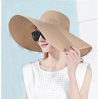Women\'s Cotton Straw Sun Hat, Vintage Solid Summer Pure Color