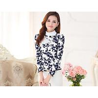 womens casualdaily simple spring blouse floral crew neck long sleeve n ...