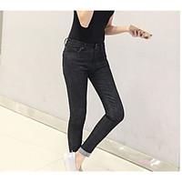 womens mid rise micro elastic jeans pants simple skinny solid