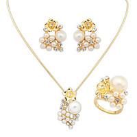 womens european elegant fashion flower pearl shiny rhinestone necklace ...