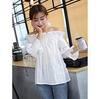 womens casualdaily sexy shirt solid boat neck long sleeve rayon