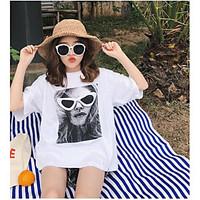 womens going out simple summer t shirt print round neck short sleeve c ...