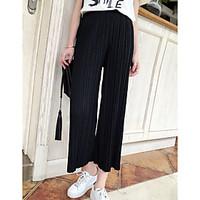 womens high rise micro elastic chinos pants simple wide leg pleated so ...