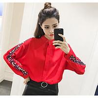 womens casualdaily simple spring shirt solid crew neck long sleeve cot ...