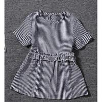 womens casualdaily simple shirt check round neck short sleeve cotton