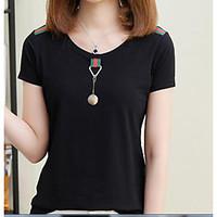 womens casualdaily simple summer t shirt solid round neck short sleeve ...