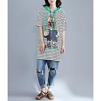 womens casualdaily cute summer t shirt striped hooded short sleeve cot ...