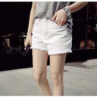 womens high rise strenchy jeans shorts pants simple straight solid