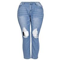 womens high rise micro elastic jeans pants street chic sexy harem soli ...