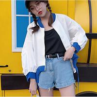 womens going out cute spring jacket solid stand long sleeve regular co ...
