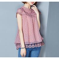 womens going out cute summer blouse floral round neck short sleeve pol ...