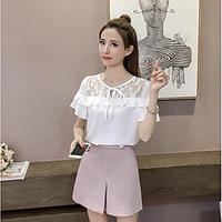 womens casualdaily simple summer blouse solid round neck short sleeve  ...