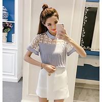 womens casualdaily simple summer blouse floral round neck short sleeve ...